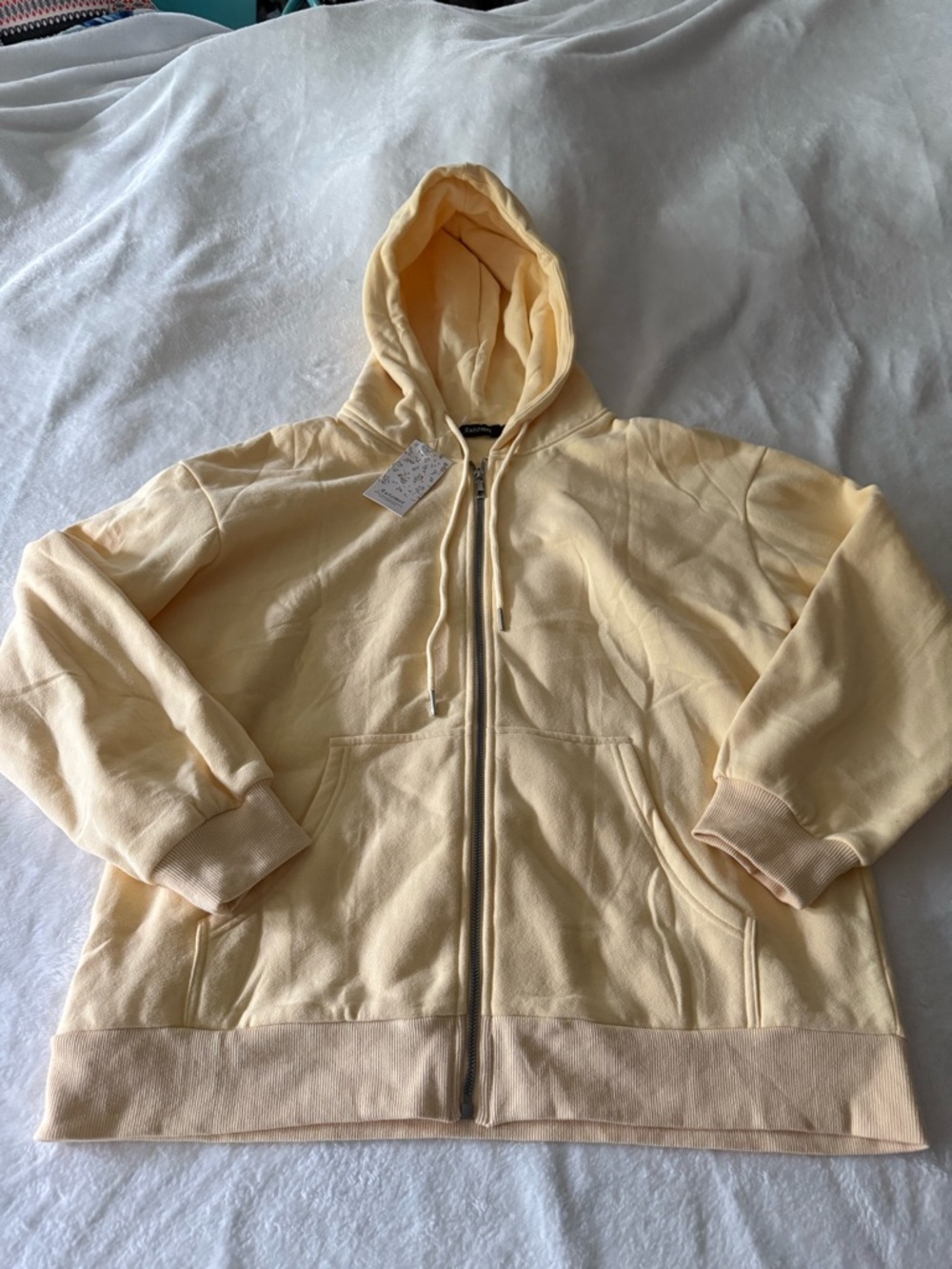 New Automet Yellow Fleece Lined Hoodie Zip Down Jacket L NWT - Picture 2 of 5